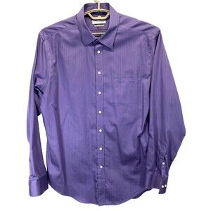 Joseph Abboud Men's 17.5 36/37 Tall Dress Shirt Purple Non-Iron Slim Fit RN36543